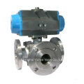 Pneumatic Carbon Steel Flanged Cross Ball Valve